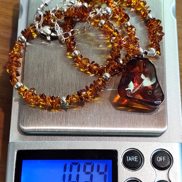 Genuine Sterling Silver & Genuine Baltic Amber Handmade Necklace - Picture 13 of 13